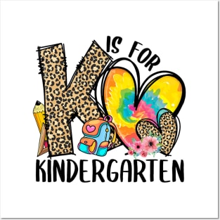 K Is For Kindergarten Teacher Leopard Heart Back To School Posters and Art